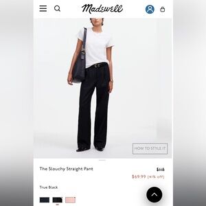 NWT MADEWELL Slouchy Pants - black